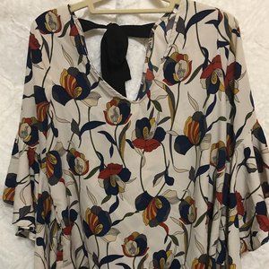 Green Envelope- Tan Shirt With Bell Sleeve